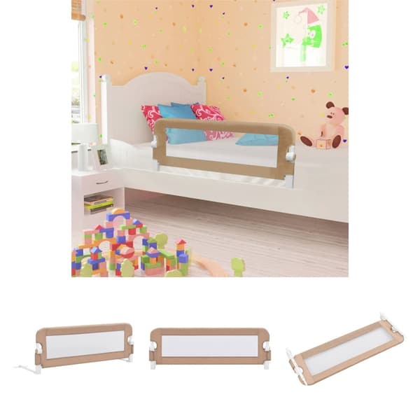 The Living Store sengegelænder til barneseng 120 x 42 cm polyester gråbrun -  Sengeheste
