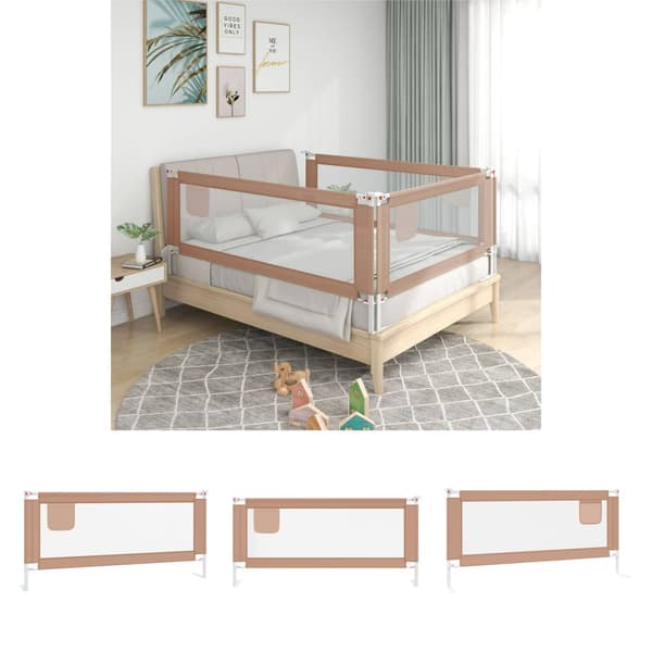 The Living Store Sängskena för barn taupe 200x25 cm tyg -  Säkerhetsspjälor