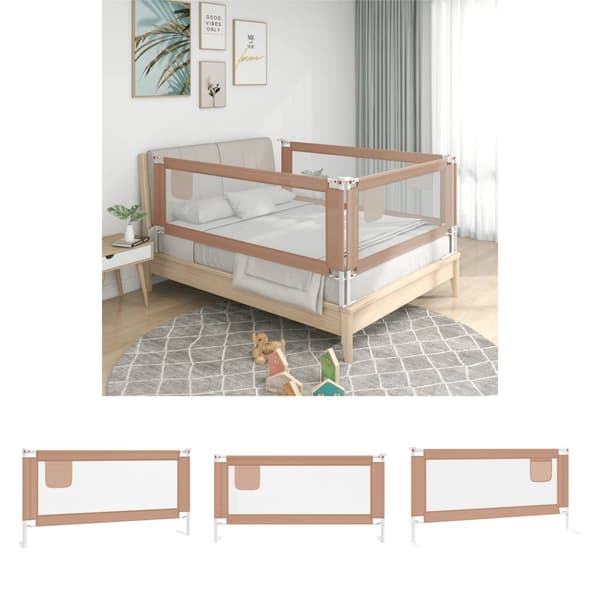 The Living Store Sängskena för barn taupe 180x25 cm tyg -  Säkerhetsspjälor