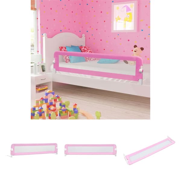 The Living Store sengegelænder til barneseng 180 x 42 cm polyester pink -  Sengeheste