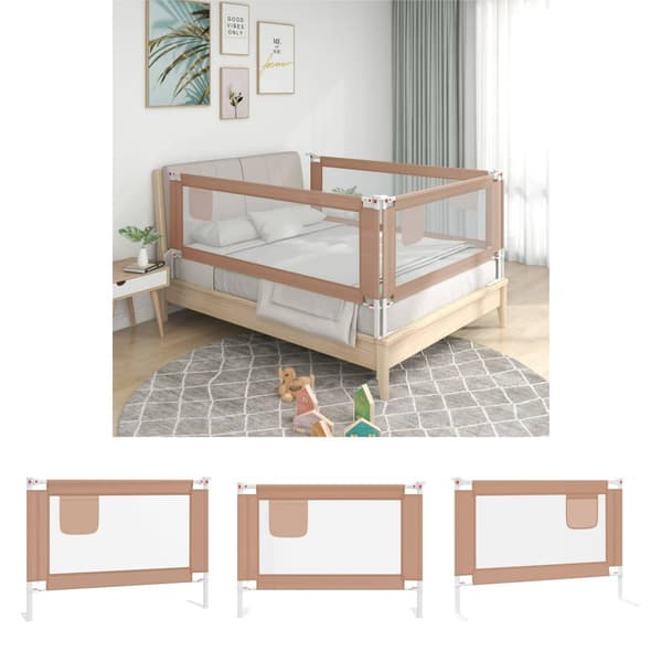 The Living Store sengehest til børneseng 90x25 cm stof gråbrun -  Sengeheste