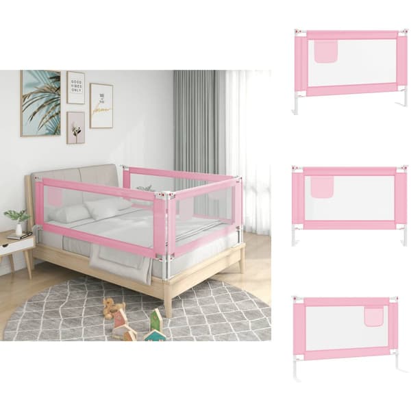 Säkerhetsspjälor - Living Sängskena för barn rosa 100x25 cm tyg