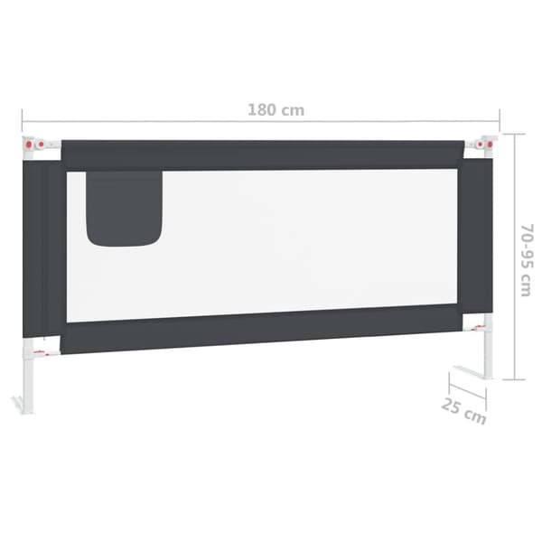 Sängskena för barn mörkgrå 180x25 cm tyg - Sängskena - Sängskenor - Home & Living