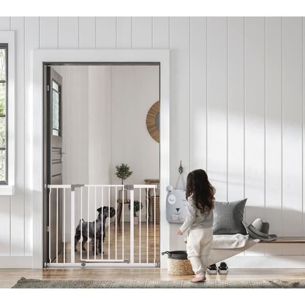 Säkerhetsbarriär - DREAMBABY - LIBERTY - 1 barriär + 2 förlängningar - 126-132,5 cm - Vit
