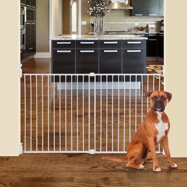 DREAMBABY Extra bred BROADWAY Gro Gate säkerhetsgrind - Skruvbar - L 76/134,5 x H 76 cm - Vit