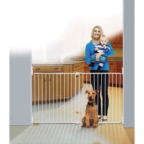 DREAMBABY Extra bred BROADWAY Gro Gate säkerhetsgrind - Skruvbar - L 76/134,5 x H 76 cm - Vit