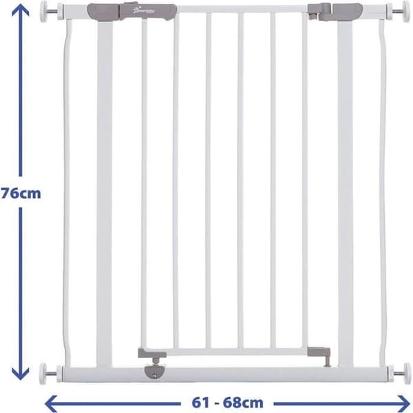 Säkerhetsgrind - DREAMBABY - AVA - Tryckmonterad - 61-67 x 76 cm - Dubbellåsning - Vit