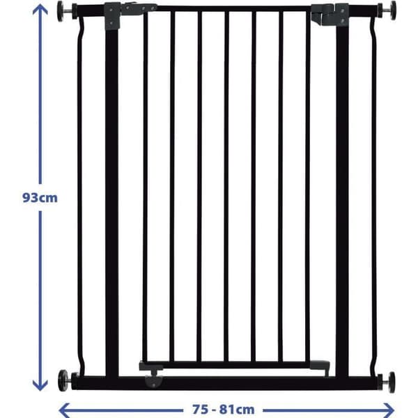 DREAMBABY Skyddsgrind Extra High LIBERTY - Med tryck - L 75/81 x H 93 cm - Svart