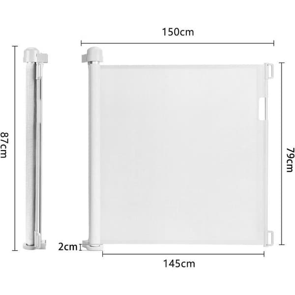 LARS360 Infällbar dörr säkerhetsgrind, för baby och husdjur 87 x 150 cm, vit