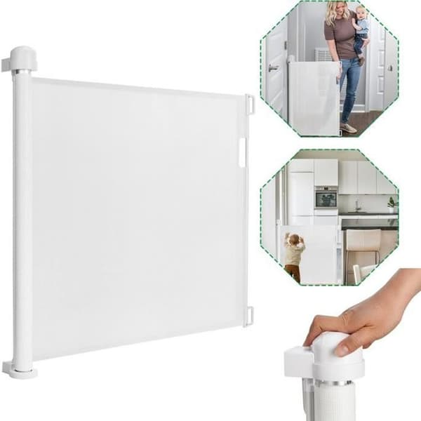 LARS360 Infällbar dörr säkerhetsgrind, för baby och husdjur 87 x 150 cm, vit