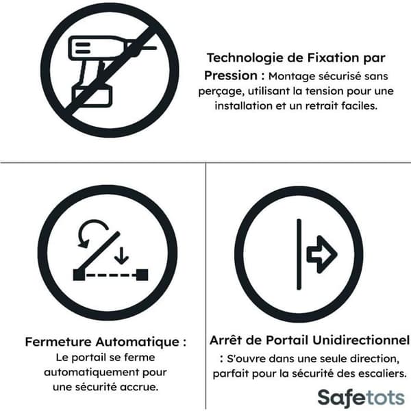 Automatiskt stängande säkerhetsgrind - SAFETOTS - Smalare 61cm - 66,5cm