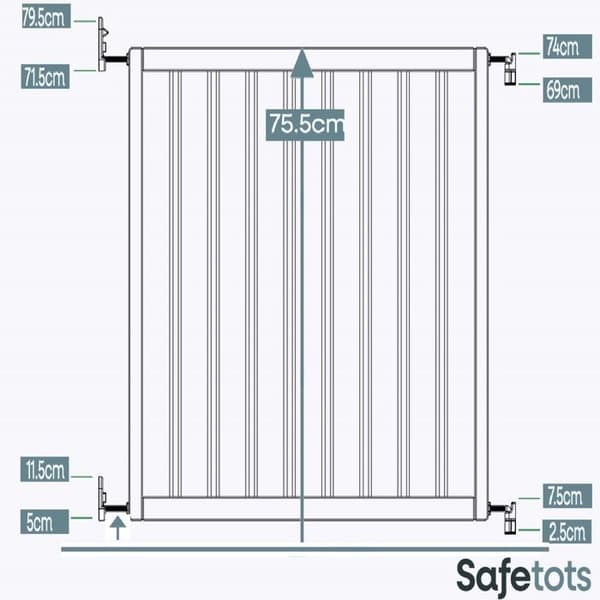 Säkerhetsbarriär - Safetots - Robust Trä - Skruvmontering - 63,5cm till 105,5cm - Vit