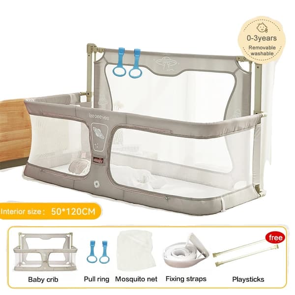 Baby Søvnhegn, Størrelse 50*120CM, Robust Konstruktion,Beige med net