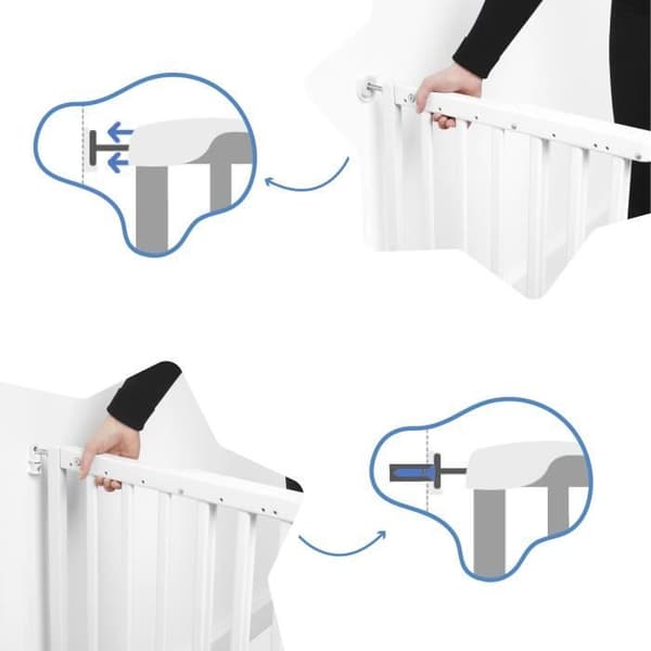 Badabulle Deco Pop Safety Gate - Expanderbar barriär för öppning från 63 till 106 cm - Skruvfäste, svart