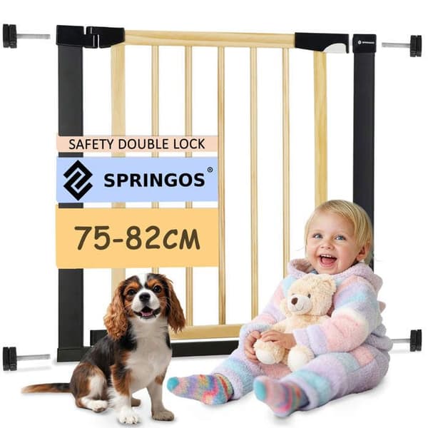Springos® Barnsäkerhetsgrind - Trappor, Dörrar 75-82 cm