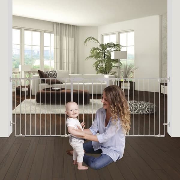 Säkerhetsgrind - DREAMBABY - NEWPORT - 3 paneler - 85,5-200 x 74 cm - Bidirektionell - Vit