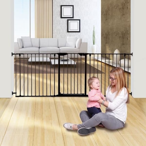 Säkerhetsbarriär - DREAMBABY - NEWPORT - 3 paneler - 85,5-200 x 74 cm - Dubbelriktad - Svart