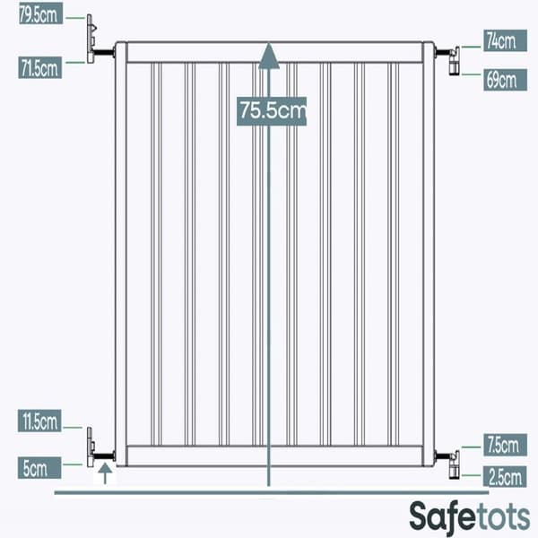 Safetots Simply Secure Säkerhetsgrind i trä, 72cm - 79cm, Azurblå, Väggmonterad säkerhetsgrind för baby