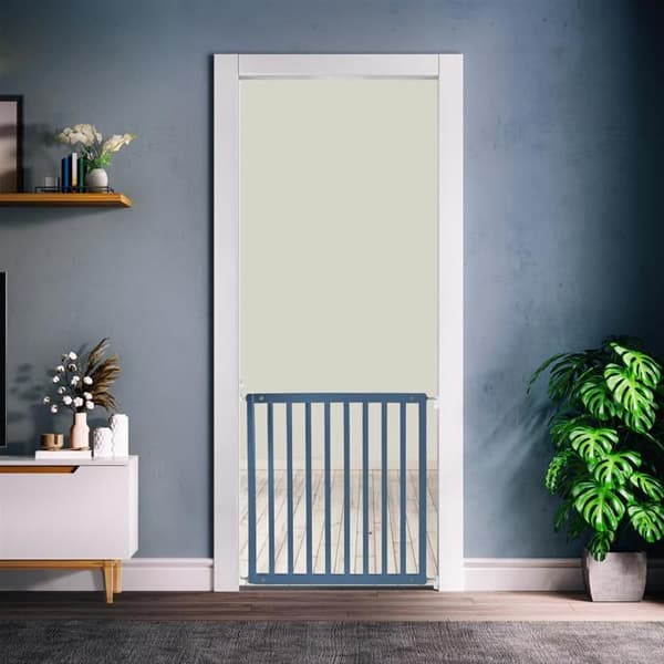 Safetots Simply Secure Säkerhetsgrind i trä, 72cm - 79cm, Azurblå, Väggmonterad säkerhetsgrind för baby