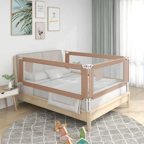 Sängskena för barn taupe 100x25 cm tyg