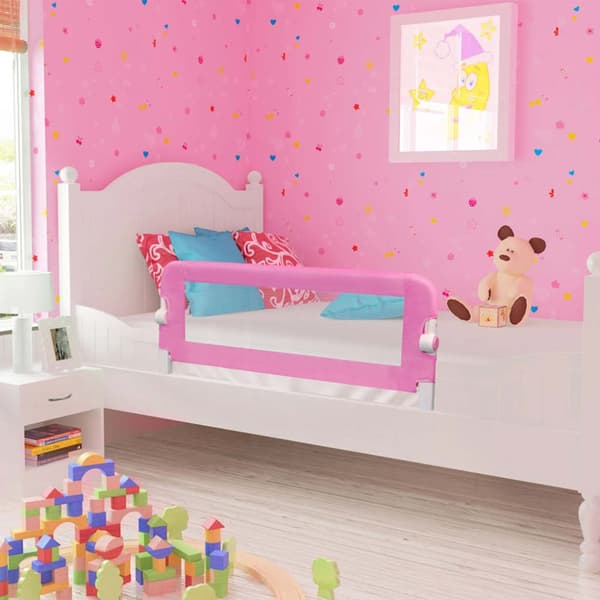 Sängskena för barn rosa 120x42 cm polyester
