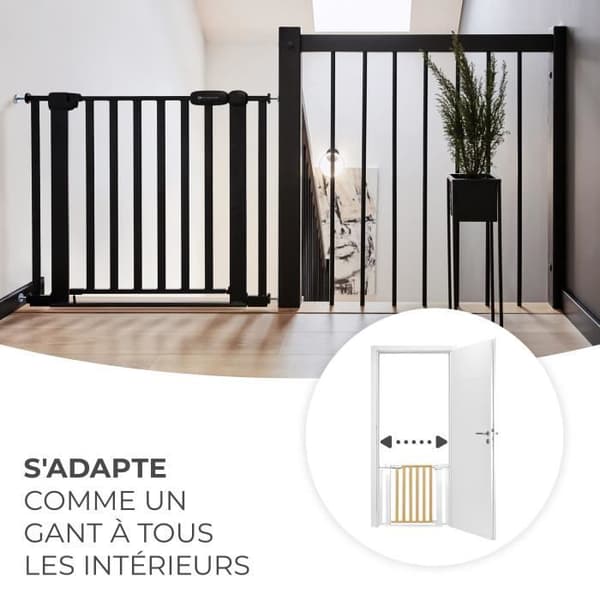Kinderkraft Utvidbar säkerhetsgrind LOCK &amp; GO Vit/Trä