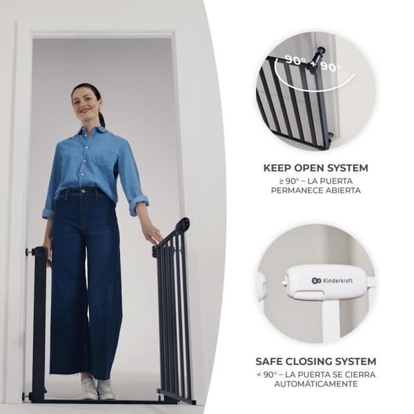 Kinderkraft Utvidbar säkerhetsgrind LOCK &amp; GO Vit/Trä