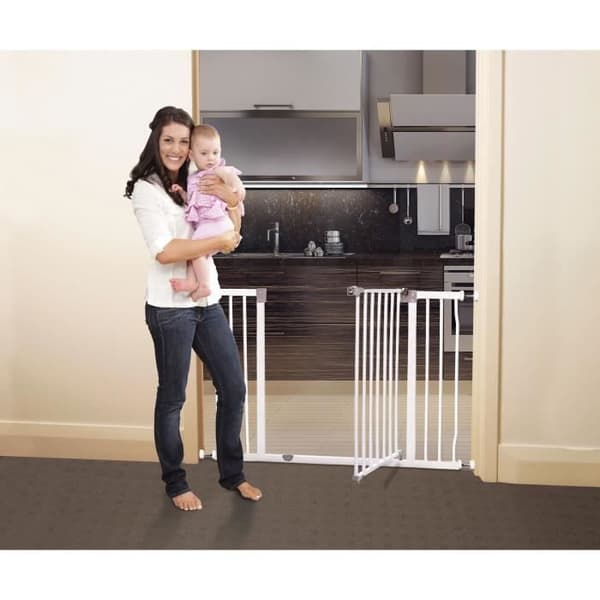 DREAMBABY Skyddsgrind Extra stor LIBERTY - Med tryck - L 99/105,5 x H 75 cm - Vit