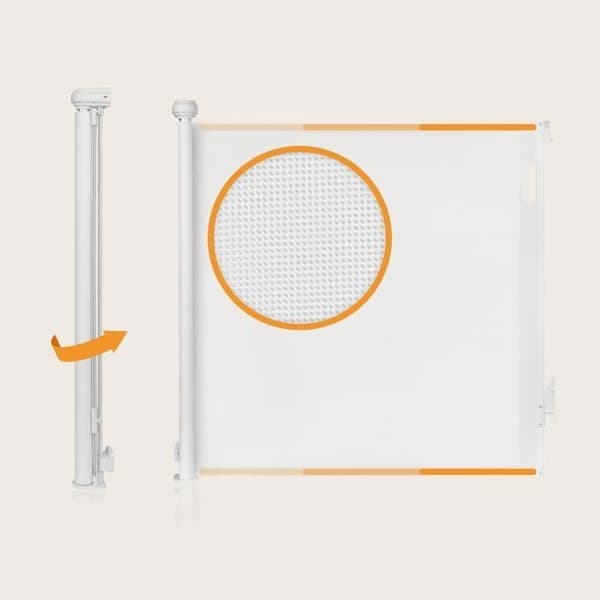 Retraktabel säkerhetsbarriär - LIONELO Thea - 85 x 145 cm - Ingen tröskel - Vit