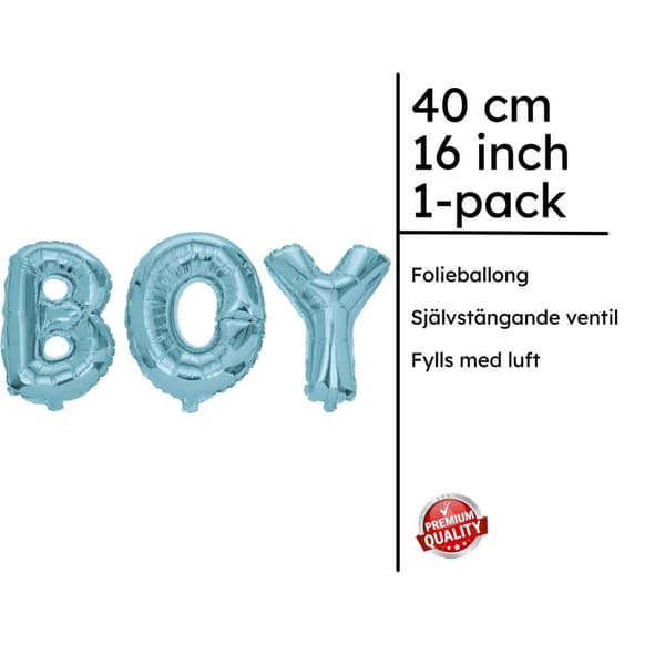 Folieballon Boy Blå til BabyShower fødselsdagsfest