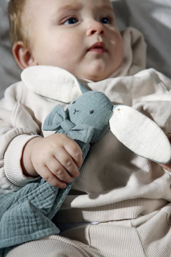 Diinglisar Snuttefilt Kanin Muslin blå Teddykompaniet