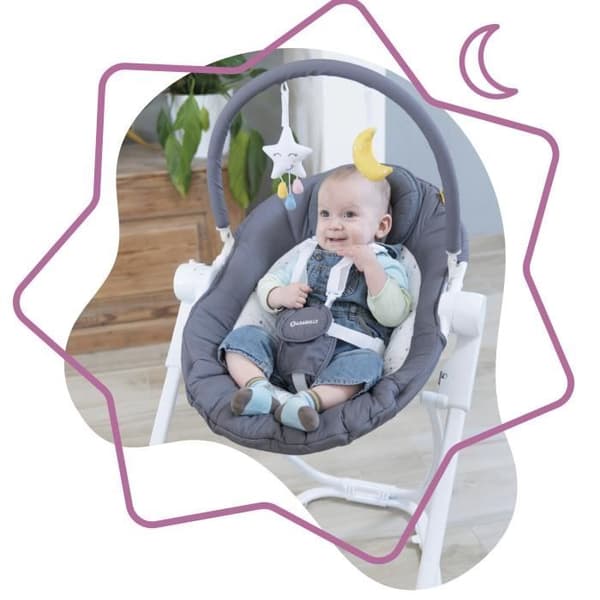 Badabulle Compact'Up hög solstol, ultrakompakt hopfällbar, bekväm, multipositioner, från födseln, månsken