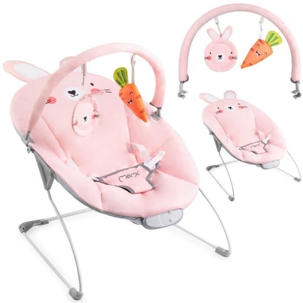 Babyvakt - MOMI GLOSSY - 8 melodier - 3 vibrationslägen - Leksaksbåge - Rosa