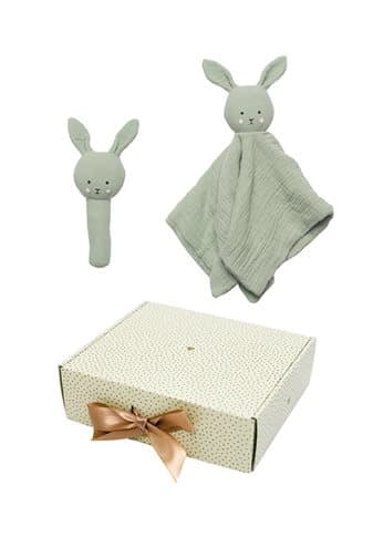 Babypresent Bunny Skallra och Snuttefilt Grön Jabadabado