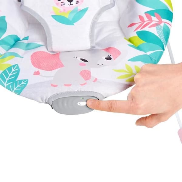 BRIGHT STARTS Pink Flamingo Baby Bouncer, lugnande vibrationer, Activity Arch med interaktiva leksaker