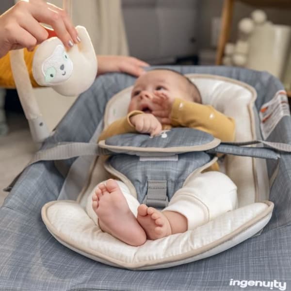 INGENUITY Transat baby folding stomach massage - Parker, fixed or rocking position, vibrations, melodies and removable activity arches