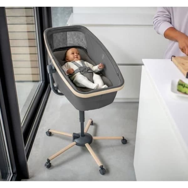 MAXI COSI ALBA allt-i-ett studsare, vagga, utdragbar barnstol (kit säljs separat), grafit, från födseln till 3 år
