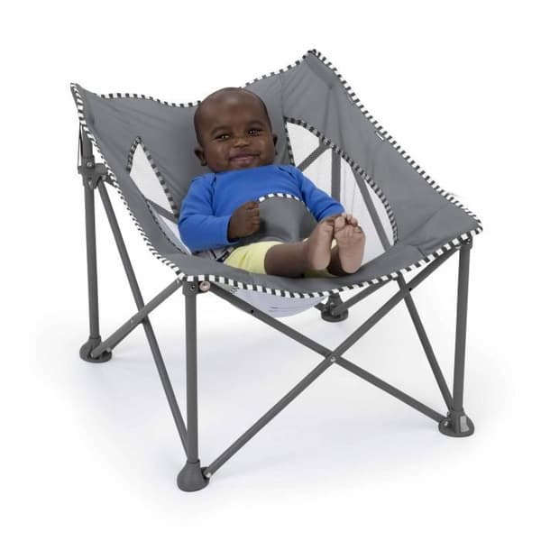 BRIGHT STARS Transat baby foldable Grå Pop 'N Chill, solskydd SPF +50 och transportväska inklusive