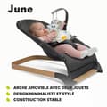 Miniatyrbild 4 av 4: LIONELO June babystol - Naturlig gungrörelse - Lätt och stabil - Grå