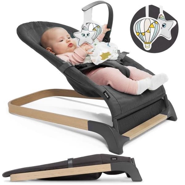 LIONELO June babystol - Naturlig gungrörelse - Lätt och stabil - Grå