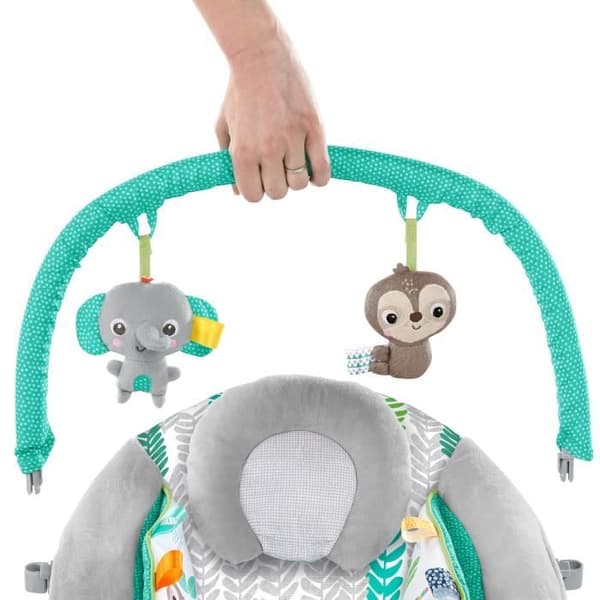 BRIGHT STARTS Jungle Vines Baby Bouncer, lugnande vibrationer, avtagbar leksaksstång, upp till 9 månader