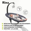 Miniatyrbild 2 av 4: LIONELO Rina 2in1 gung och solstol - Grå - 360° vridbar sits - Automatisk gunga - 12 melodier