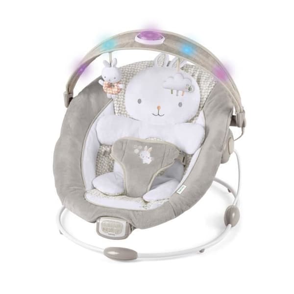 INGENUITY Little Rabbit komfortstol, lysande aktivitetsbåge, avtagbar reducerkudde