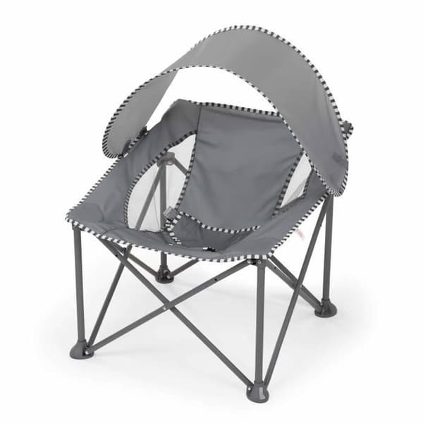 BRIGHT STARS Transat baby foldable Grå Pop 'N Chill, solskydd SPF +50 och transportväska inklusive