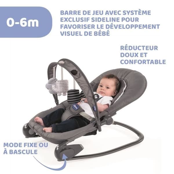 CHICCO Hoopla Moongrey solstol - Baby - Med leksaksbåge - Grå - 78x11 cm - Skalbar - Blandat