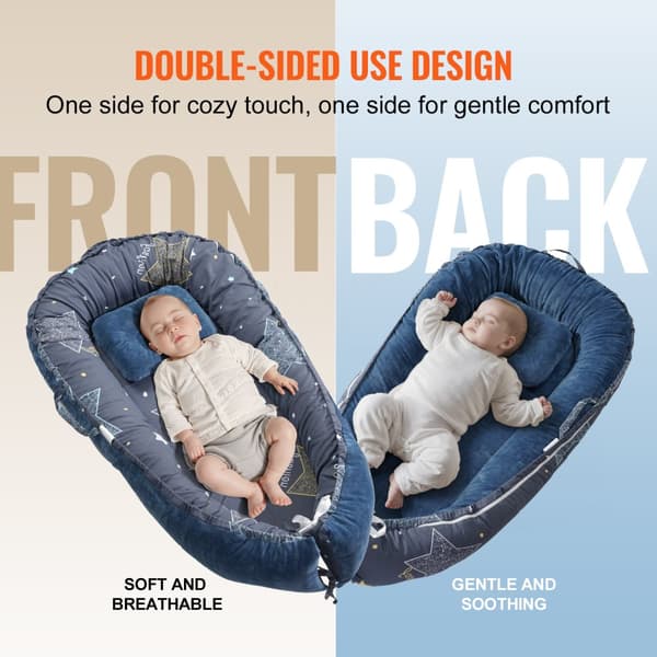 Baby Lounger, 100% bomuld, bærbart design, hovedstøtte til støtte