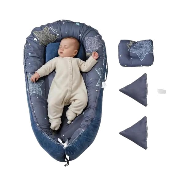 Baby Lounger, 100% bomuld, bærbart design, hovedstøtte til støtte