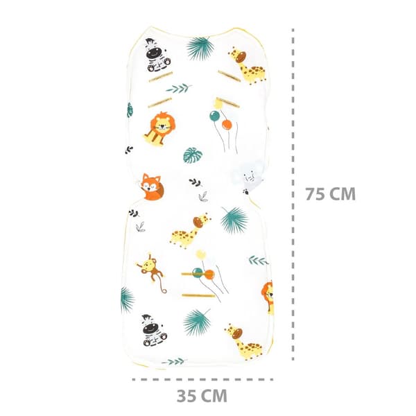 Sædebetræk klapvognsindsats 75 x 35 cm - buggybetræk sædeindsats til barnesæde åndbar universal Minky Yellow Safari