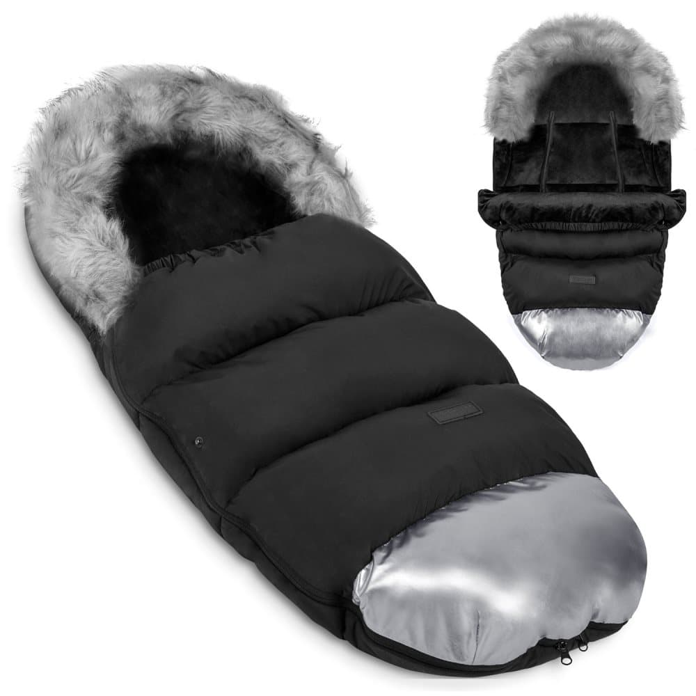 Fotpåse vagn - buggy - Svart med silver