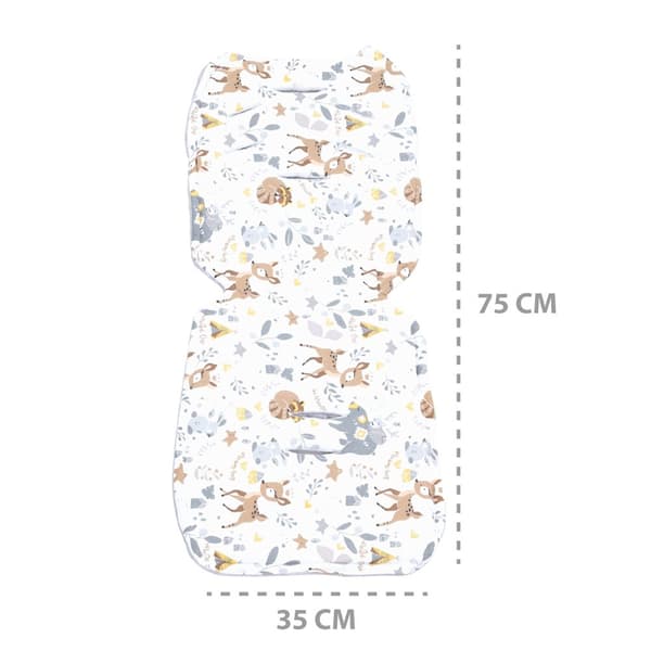 Sittöverdrag barnvagnsinsats 75 x 35 cm - buggyöverdrag sätinsats för barnstol andas universal minky ljusgrå hjort